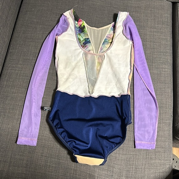 eleve Dance Costume Leotard Multicolored w/ Rhinestones & Mesh Details - Picture 7 of 12